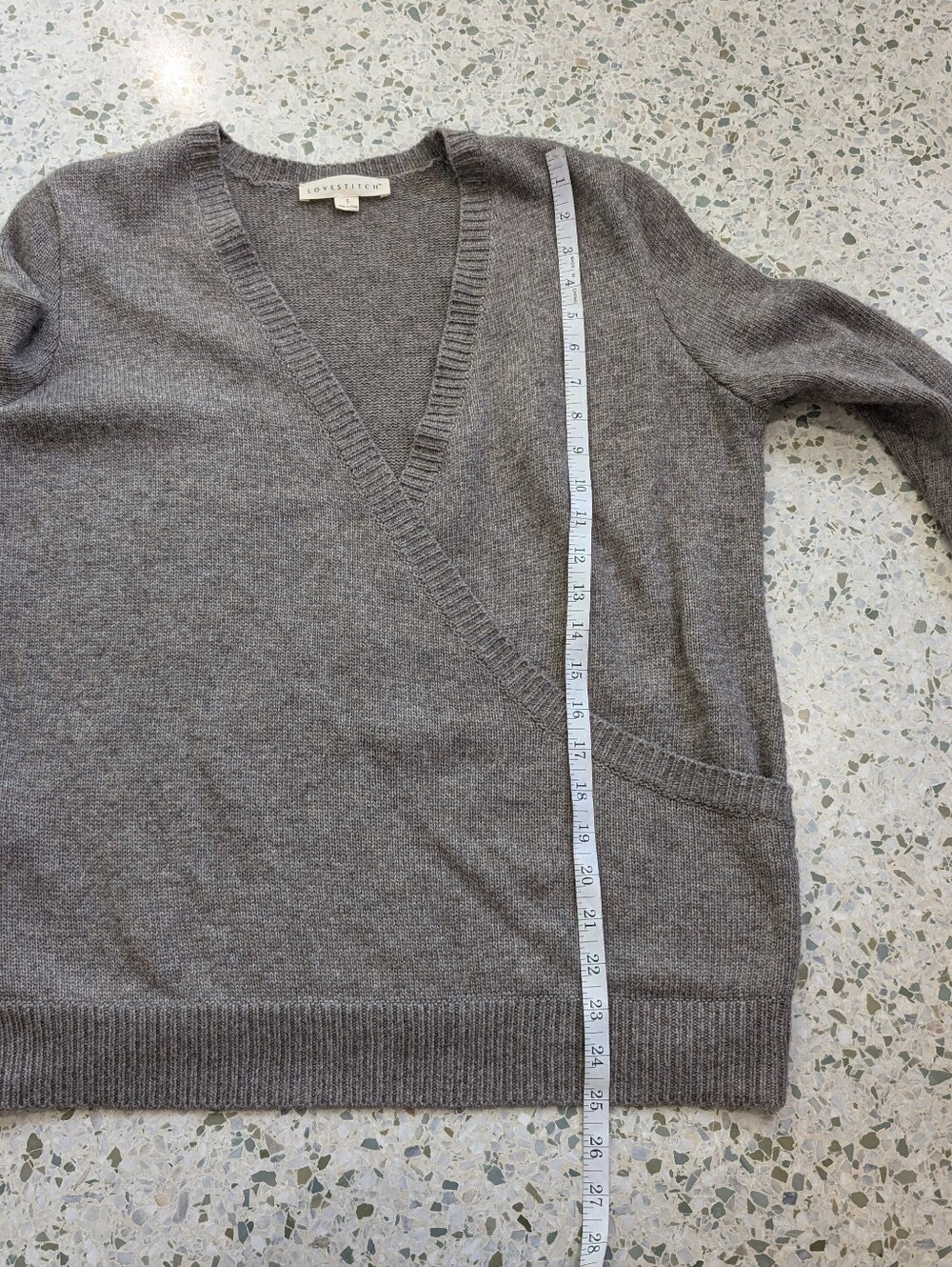 Lovestitch Gray Wrap-Front V-Neck Sweater - Picture 7 of 7